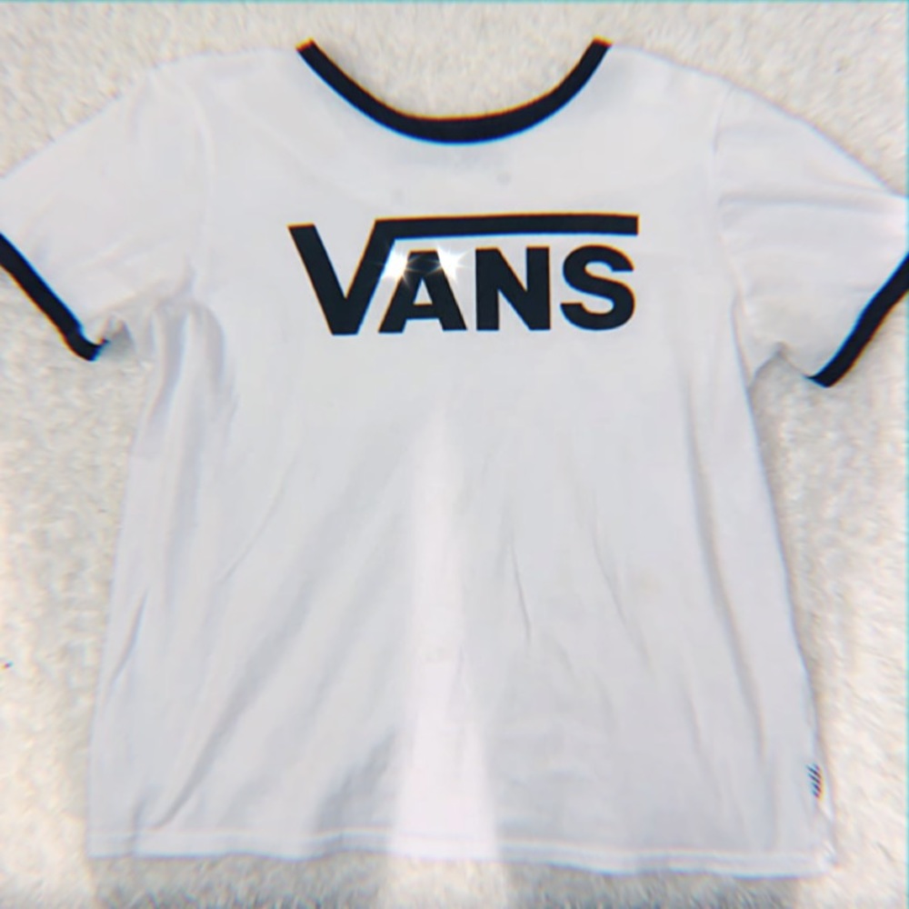 Women’s White with Black Outline Vans Tee